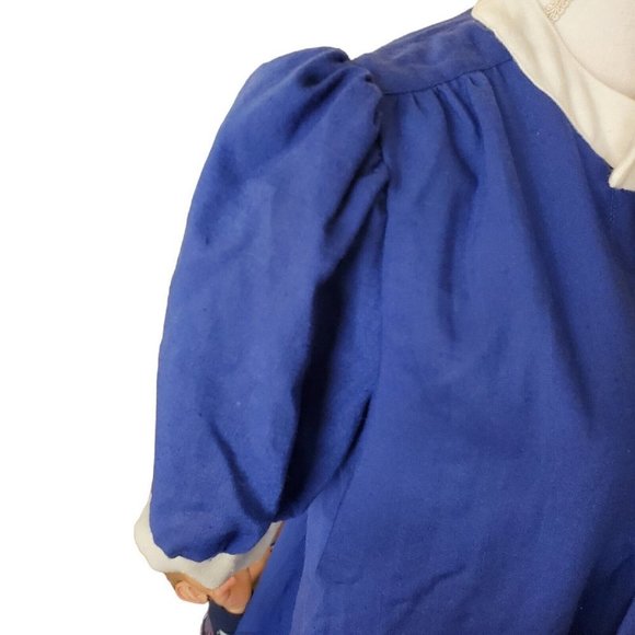 Vintage 60s Mod Blue Sailor Tent Dress Small 4 6 White Bow Knee Length‎ Pleated - Picture 4 of 13